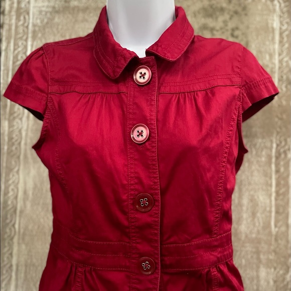 Women’s ann Taylor loft petite red button down blouse - Picture 1 of 2